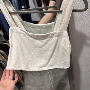 Abercrombie & Fitch Cream Cropped Tank Top with Wide Straps